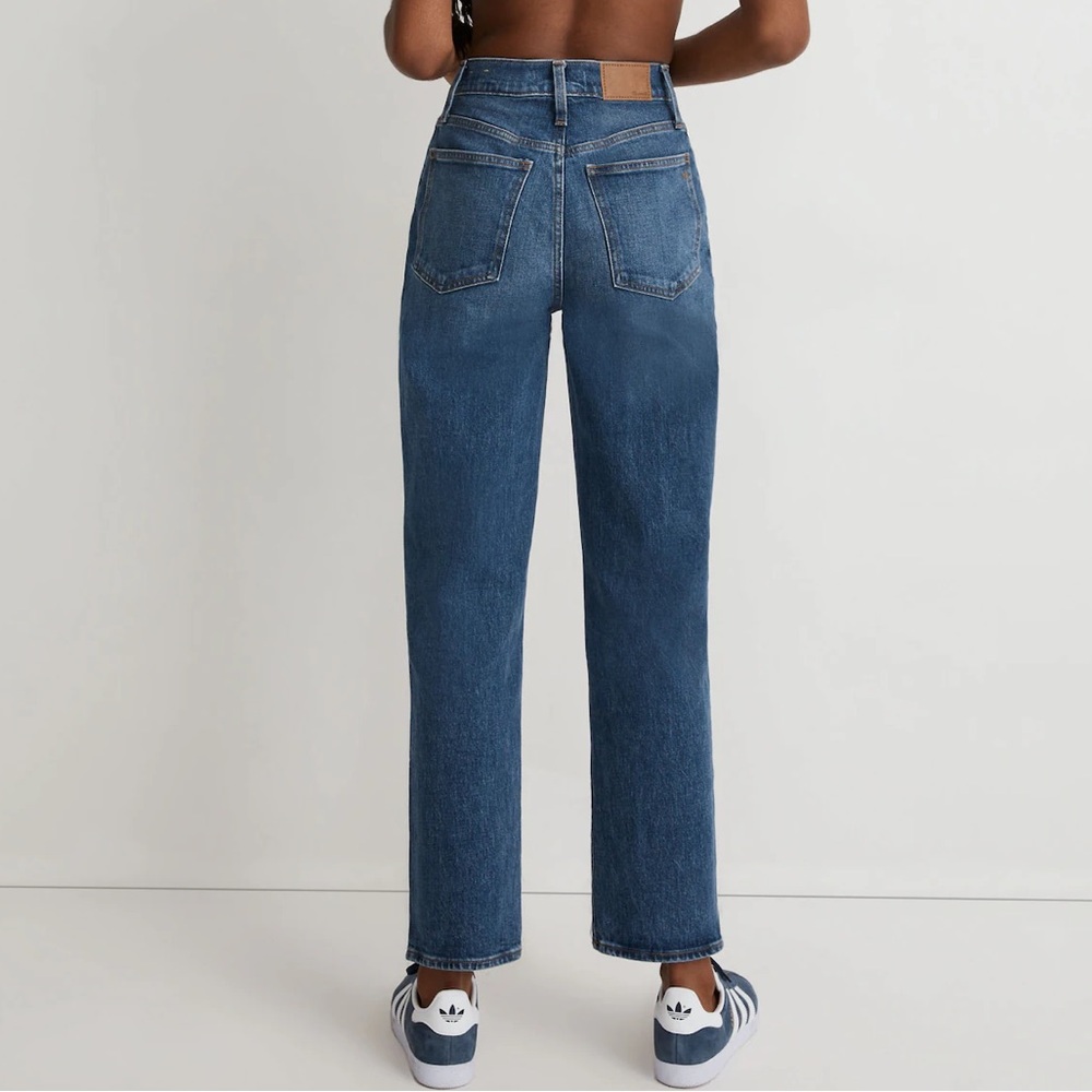 MADEWELL Perfect Vintage Straight Leg Denim Jeans in Dark Blue Wash - Size 24P